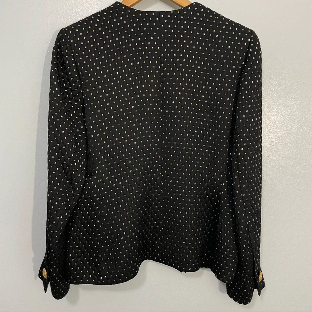 Yves Saint Laurent Vintage Quilted Black & Gold Blazer Size 44 US 12 - Picture 4 of 12